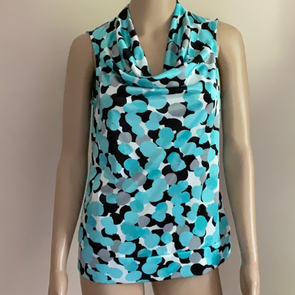 Alfani Sleeveless Cowl neck Top Teal/Grey/black